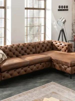 Rohová sedací souprava Barock Style hnědá mikrovlákno 275cm Originální