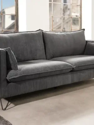 Časově Omezené Designová 3-místná pohovka Rocco šedá Cord 195cm