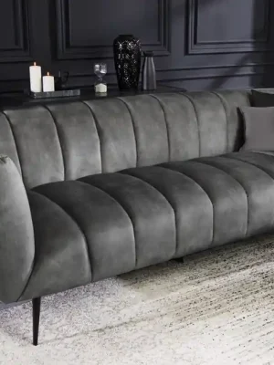 Designová 3-místná pohovka Manaris šedá samet 225cm Koupit Online