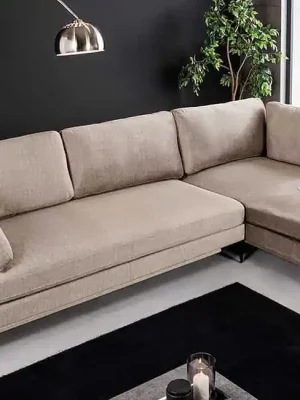 Moderní rohová sedací souprava Devona taupe samet 315cm Sezónní Sleva