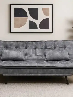 Vrácení Zdarma Designová rozkládací pohovka Arvik šedá samet 195cm
