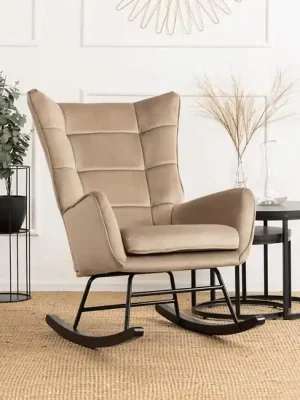 Zlevněný Designové houpací křeslo Bergen béžová velur