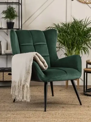 Designové křeslo Viborg ušák zelená velur Poslední Šance