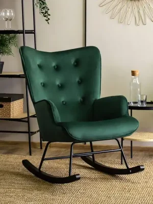 Sleva Designové houpací křeslo Tromsö zelená velur