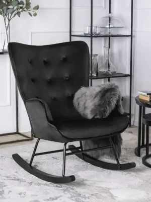 Designové houpací křeslo Tromsö černá velur Must-Have