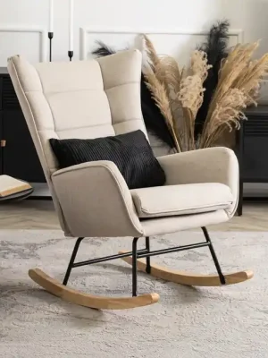 Designové houpací křeslo Bergen béžová strukturovaná tkanina Jen Po Omezenou Doba