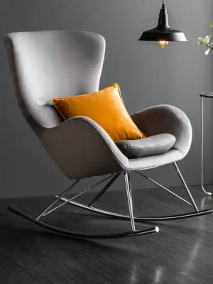 Designové houpací křeslo Scandinavia Swing šedá samet Zlevněný