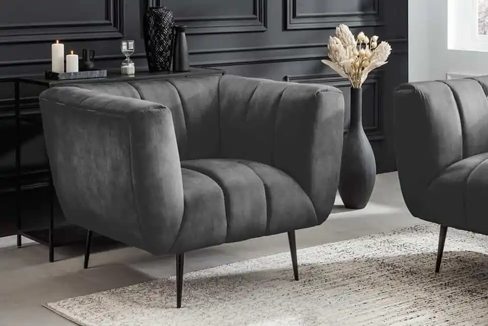 Vysoce Kvalitní Designové křeslo Manaris šedá samet 105cm