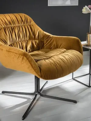 Designové otočné křeslo Big Dutch hořčicová samet Hit Sezóny