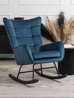Designové houpací křeslo Bergen námořnická modrá velur Originální