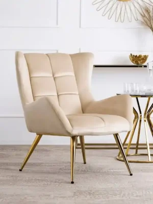 Designové křeslo Viborg ušák krémová velur Must-Have