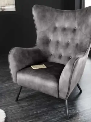 Poslední Šance Retro křeslo Tilburg s područkami šedá samet