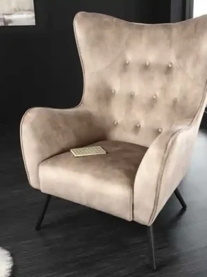 Retro křeslo Tilburg s područkami šampaňská samet Výprodej
