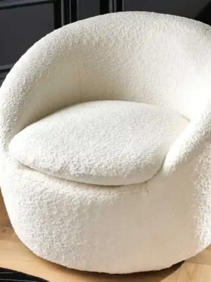 Designové otočné křeslo Aspen bílá bouclé Rychlé Dodání