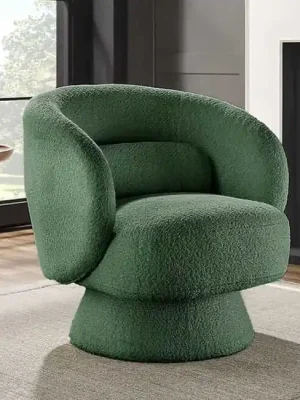 Designové otočné křeslo Herning zelená bouclé Autentický