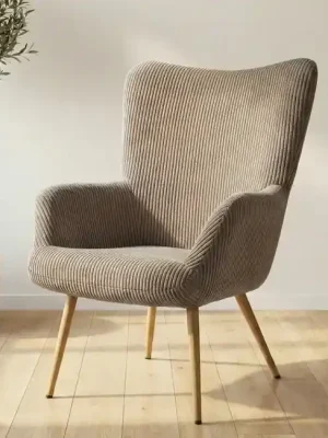 Designové křeslo ušák Alma Greige – Moderní šedo-béžový akcent domova Finální Výprodej