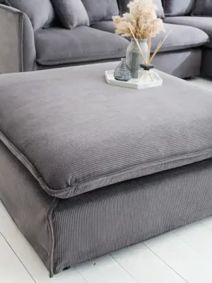 Nová Kolekce Taburet Heaven šedá manšestr 100x100cm