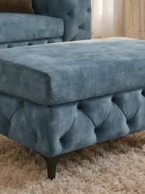 Sametový taburet Barock Style petrolejový 95 cm Omezená Nabídka