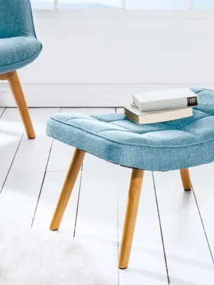 Horká Nabídka Designová podnožka Malmö strukturovaná látka kaučukové nohy modrá 64cm