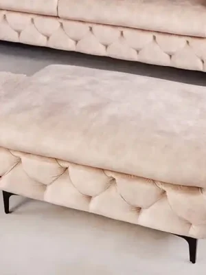 Designový taburet na sezení Barock Style šampaňská samet 90cm Novinka