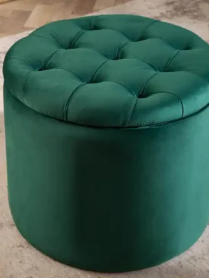 Odeslání Ihned Kulatý taburet Umea s úložným prostorem samet zelená 50cm