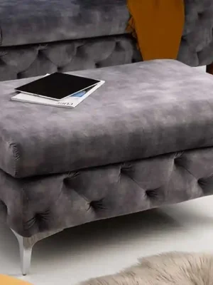 Designový taburet na sezení Barock Style šedá samet 90cm Jen Po Omezenou Doba