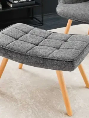 Nejlepší Cena Moderní taburet Malmö strukturovaná látka bukové nohy šedá 60cm