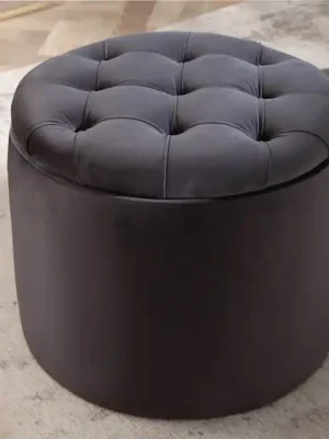 Kulatý taburet Umea s úložným prostorem samet černá 50cm Oblíbený