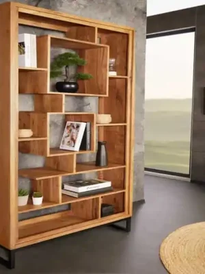 Novinka Designový regál z masivu Cubus Akácie Honey 190cm