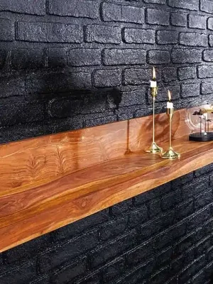 Designová nástěnná police Medan z masivu Sheesham 140cm Nejprodávanější