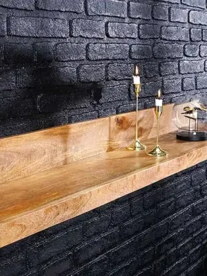 Designová nástěnná police Medan z mangového masivu 110cm Rychlé Dodání