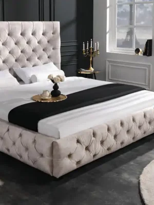 Designová manželská postel Paris šampaňská samet 160x200cm Cenový Hit