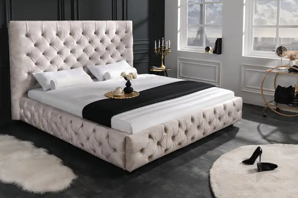 Designová manželská postel Paris šampaňská samet 160x200cm Cenový Hit