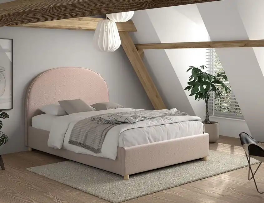 Koupit Online Designová postel s úložným prostorem Moon růžová buklé 140x200cm
