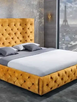 Designová manželská postel Paris hořčicový samet 160x200cm Nejlepší Cena