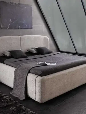 Omezená Nabídka Designová manželská postel s úložným prostorem Amina greige buklé 180x200cm