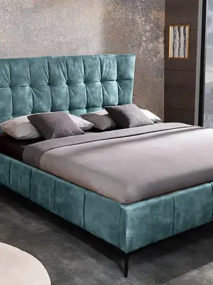 Víkendová Akce Designová manželská postel Boutique petrolejový samet 160x200cm