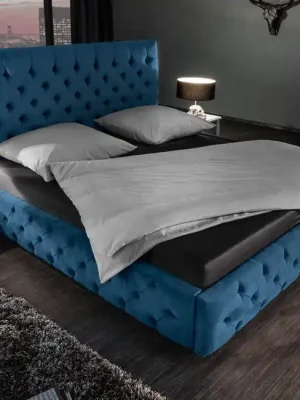 Designová manželská postel Paris modrý samet 180x200cm Hit Sezóny