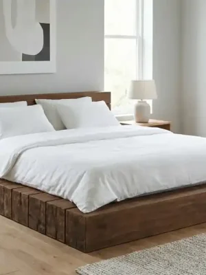 Sezónní Sleva Trámová postel Block 180x200 masiv mango – Široký rám Futon