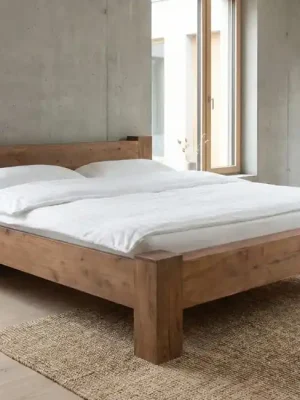 Omezená Nabídka Dřevěná postel Quadro 180x200 masiv akácie – Trámový styl