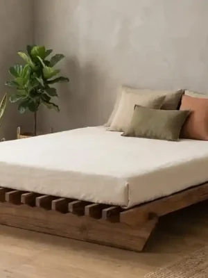 Nízká postel z masivu Kyoto 160x200 - Borovice a styl futon Must-Have
