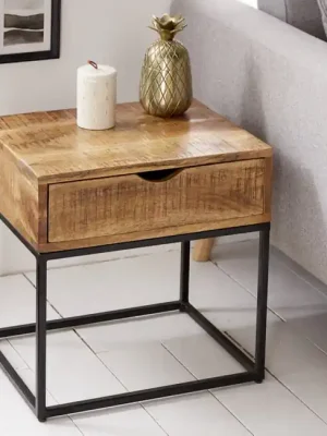 Moderní noční stolek z masivu Iron Craft Mango 45cm Vrácení Zdarma