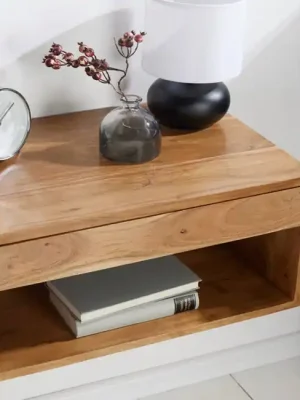 Designový závěsný noční stolek z masivu Amazonas akácie 50cm Novinka