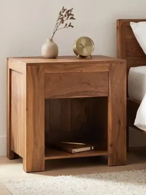 Top Prodej Masivní noční stolek Natura z hnědé akácie 55 cm