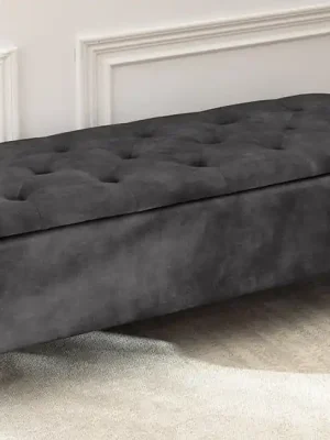 Čalouněná lavice k posteli s úložným prostorem Maia šedá samet 120cm Nejprodávanější