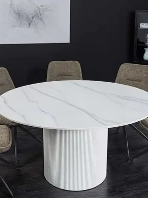 Pouze Dnes Kulatý keramický jídelní stůl Messina bílá 120cm