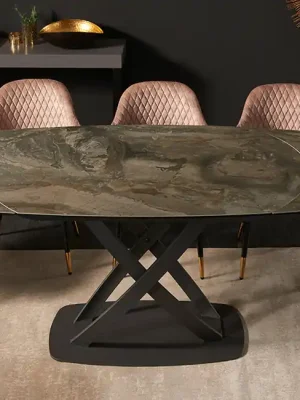 Rozkládací jídelní stůl Inception keramická deska v mramorovém vzhledu taupe 130-190cm Levný