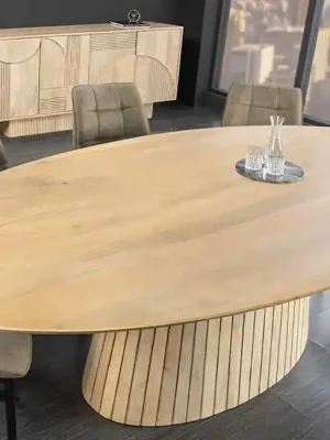 Luxusní oválný jídelní stůl z masivu Art Deco Mango 220cm Výprodej