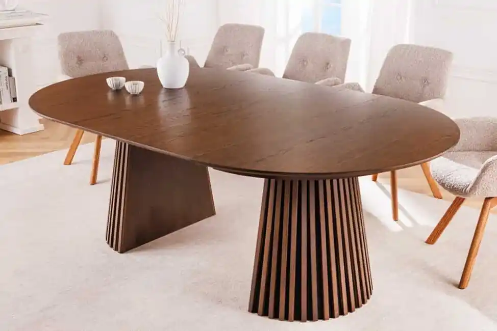 Kup Teď Roztahovací jídelní stůl z masivu a MDF Valhalla Wood Dub tmavý 120-160-200cm