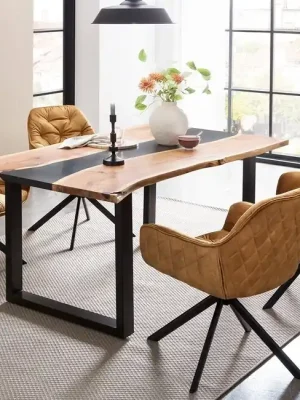 Ihned K Objednání Designový jídelní stůl Stream z masivu s černou epoxidovou pryskyřicí akácie 170cm